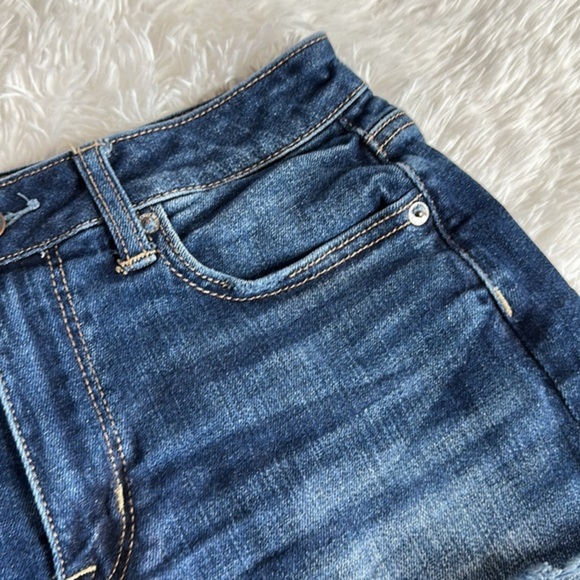 American Eagle Dark Blue Lightly Distressed High Rise Festival Jean Shorts - Picture 4 of 12